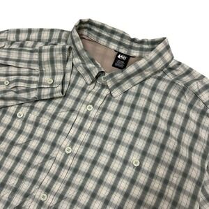REI Co-op Sahara Shirt Mens XXL Green Plaid Gorpcore Vented Fishing Outdoor